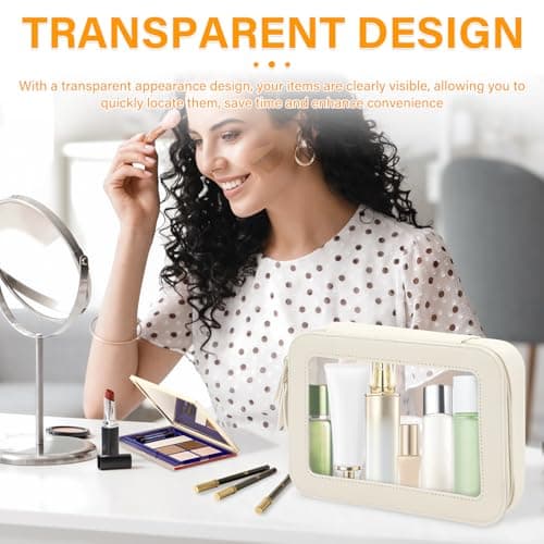 Clear Travel Toiletries Bag Waterproof PVC Clear Makeup Bag with Zipper Portable Make Up Skincare Organiser Women Multifunctional Travel Wash Pouch Car Essentials, 21x5.3x15.8cm — view 6