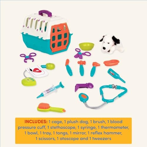 Battat Veterinarian Toy Set, 15-Piece Dalmatian Puppy Carrier Play, Playset — view 5