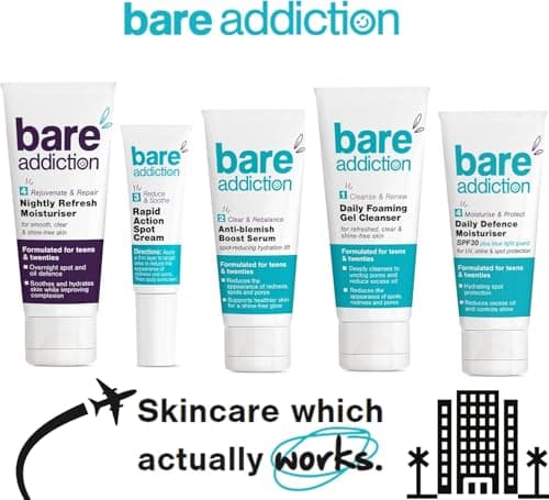 Bare Addiction Travel Size Skincare Moisturiser Cleanser Serum and Spot Cream Starter Kit: Daily Foaming Cleanser & Anti Blemish Boost Serum — view 2