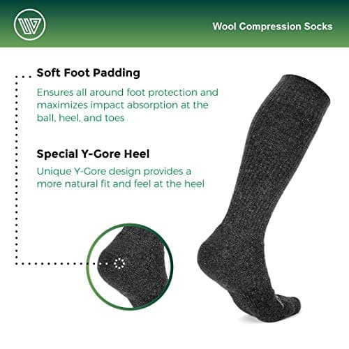 Wanderlust Knee-High Merino Wool Compression Socks For Men and Women Charcoal, Charcoal, M — view 4