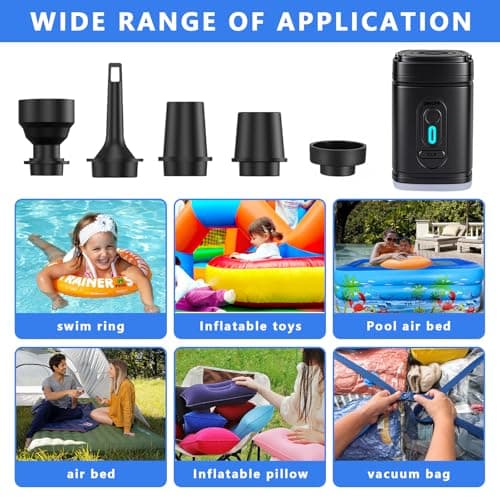 Electric Air Pump, Xndryan 2400mAh Rechargeable Electric Pump Ultra-light Portable Air Pump for Inflatables Pool Floats Air Mattress Swim Ring Vacuum Storage Bags, Inflate and Deflate — view 5