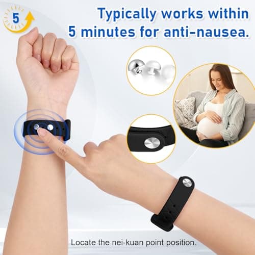 Fefod Travel Sickness Bands for Adults and Kid, 2 Pack Adjustable Acupressure Wristbands, Waterproof Sickness Band Nausea Morning Sickness, Motion Sickness, Sickness Relief Bands — view 6