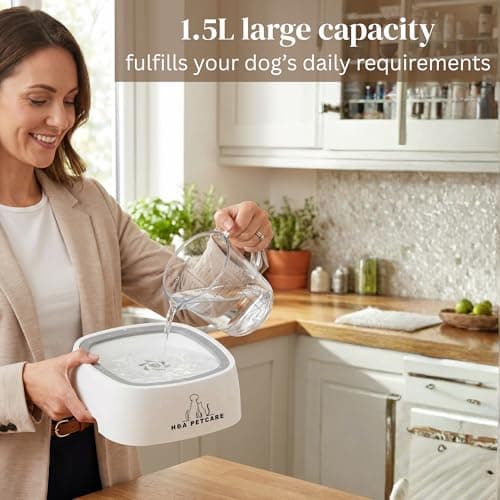 H&A PETCARE Non Spill Dog Water Bowl, 1.5L, Anti Splash, Grey — view 4