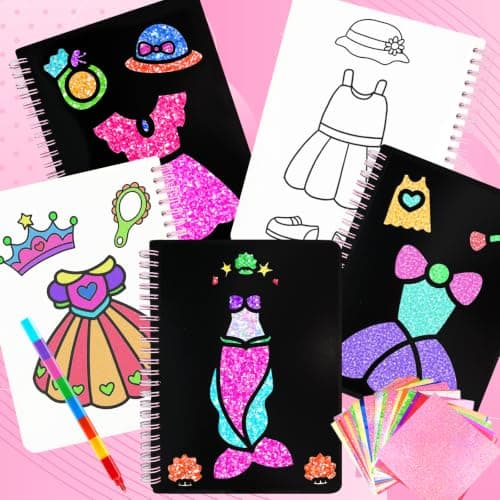 Foil handicraft for Kids-Dress Up,Mess-Free & No-Glue Colouring Book,Art & Craft Supplies Kits,DIY Creative Activity Travel Toy Gifts.Ideal Birthday Christmas Party Gifts for Girls Boys Ages 4+ — view 6