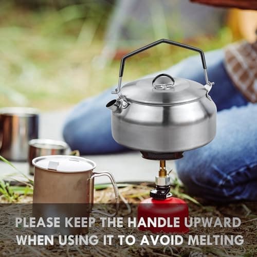 Flintronic 0.8L Camping Kettle, Stainless Steel Camping Kettle, Outdoor Portable Water Pot, Camp Tea Coffee Pot for Tea, Quick Boil for Outdoor Cooking Picnic Hiking — view 5