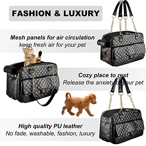 Dog Purse Carrier for Small Dogs with Large Pockets (Black, Small Size) — view 5