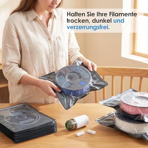 Sockywin 3D Filament Storage, 3D Printer Filament Vacuum Storage Bags with Vacuum Pump 20 Pack Light-Proof Storage Bags Vacuum Sealed for 3D Filament Keeping Dry 3D Printer Accessories — view 2
