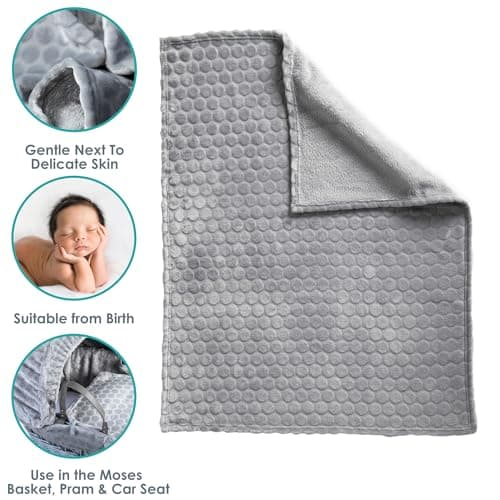 Clair de Lune Marshmallow Super Soft Baby Blanket 90 x 70 cm (Grey) — view 3