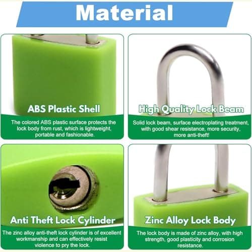 6Pcs Multicolor Luggage Padlocks Set with Keys, Mini Suitcase Locks, Small ABS Plastic & Copper Locker Locks, Tiny Lock for School Gym Locker, Backpack, Journal and Jewelry Box — view 4