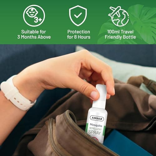 Anbar Natural Insect Repellent Spray 100ml for Body, Skin - 8 Hour Protection, Safe Deet-Free, Repels Mosquitoes, Midge, Biting Insects for Adults & Kids — view 3