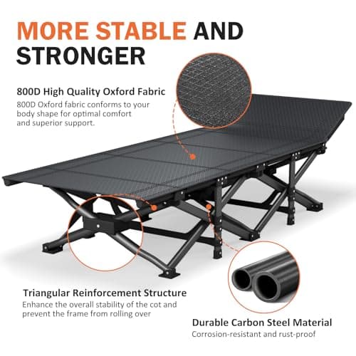 ATORPOK SHOP Camp Beds for Adults, Folding Camping Cot with Cushion — view 5