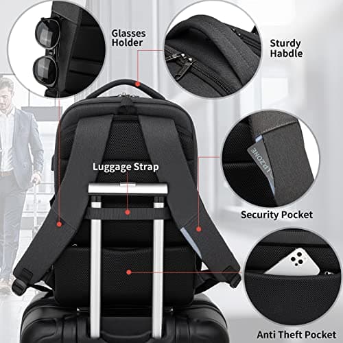 DUSLANG 17 Inch Laptop Backpack for Travel Water Resistant College Bookbag for Men/Women Laptop Bag with USB Charging Port and Tablet Sleeve Bag Compatible Protective Case, Black — view 5