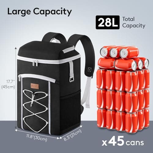 Lifewit 31L Backpack Cooler with Multi-Pockets & Bottle Opener, Blac — view 2