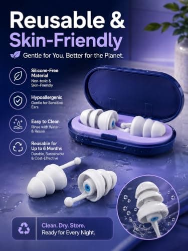 2Pairs Noise Cancelling Ear Plugs for Sleep, Soft Silicone 27dB Noise Reduction Earplugs for Sleeping, Lightweight & Washable, Snoring Blocking, Travel, Motorcycle, 2 Sizes Earplug with Ear Plug Case — view 6