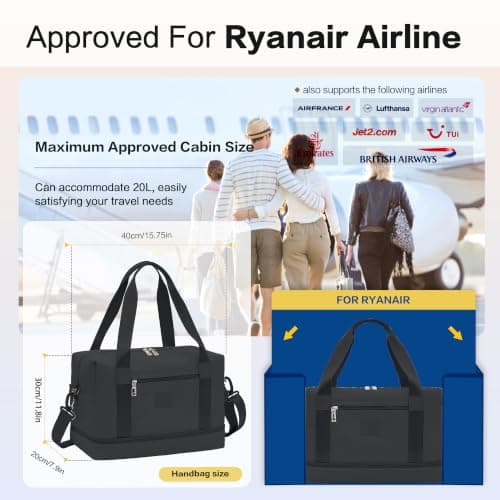 for Ryanair Cabin Bags 40x30x20 Underseat 24L Hand Luggage Bag — view 2