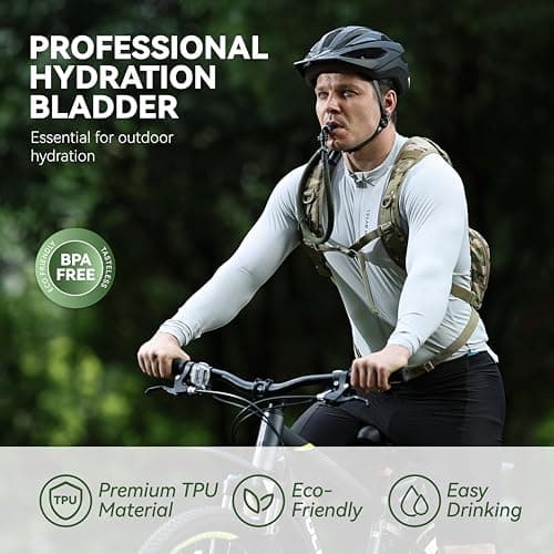 MARCHWAY 2L/2.5L/3L TPU Hydration Bladder, Ultra Durable Water Reservoir Bag with Insulated Tube for Hydration Pack for Cycling, Hiking, Running, Climbing, Biking (2.5L Green 85oz) — view 2
