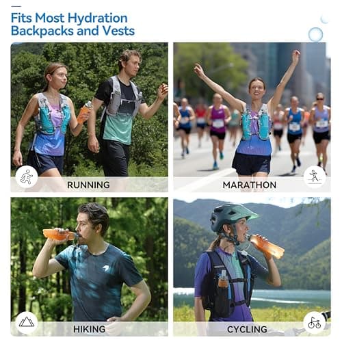 MARCHWAY Soft Hydration Flask with Wide Mouth, 300ml/500ml Collapsible TPU Water Bottle, Leakproof Portable Flexible for Running, Hiking, Cycling, Climbing, Gym, Travel (2pcs Orange 300ml) — view 6