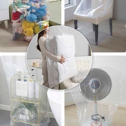 QISF Extra Large Clear Plastic Bags 24" x 35" (60 x 90 cm), 5 PCS Waterproof Jumbo Storage Bags,Suitcase Storage Bag for Loft,Luggage,Comforter,Chair,Toys,Bedding — view 2