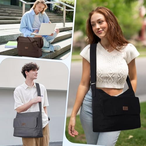 Chase Chic Canvas Messenger Bag, Large Crossbody Satchel Bags for Women Men — view 2