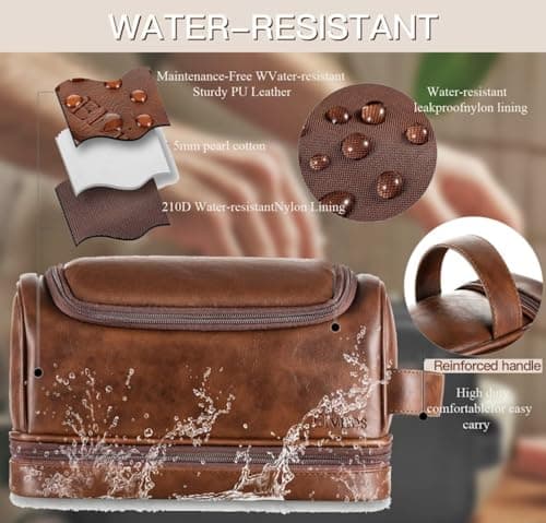Personalized Men's Leather Toiletry Bag,Shaving Kit Groomsmen Gifts,Custom Name Mens Toiletry Bags for Traveling,Gifts for Boyfriend Dad Husband Birthday Anniversary Christmas Wedding, Black, Home — view 4