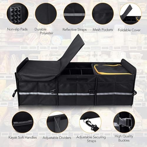 Car Boot Organiser with Cooler Bag, Large Collapsible Trunk Organizer — view 5