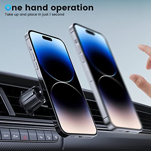 APPS2Car Magnetic Car Phone Holder Air Vent Mount – Universal Phone Holder for Car, Strong Magnet Grip, 360° Rotation, Secure Hook Clip, Compatible with iPhone, smartphones – Black — view 6