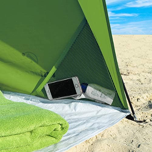 outdoorer Helios Air Beach Shelter Travel Beach Shelter with UV Protection 80 & Lockable Window Beach Tent for Travel (Green) — view 6