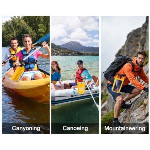 Plliocse 2L Waterproof Dry Bag 2 in 1 Cell Phone Dry Bags Waterproof with Long Adjustable Shoulder Strap Included for Hiking, Swimming, Camping, Boating, Fishing, Rafting (Yellow) — view 3