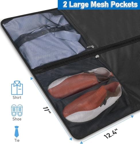 MISSLO 4 Handles Heavy Duty Garment Bags for Travel Storage 43" Suit Bag Carrier for Men with 6" Gusseted and Pockets Women Clothes Cover Suit Holder for Shirts, Coats, Dresses, 2 Pack — view 5