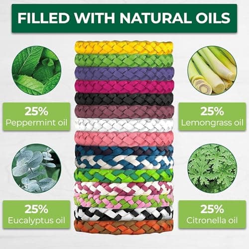 BREXTER® Mosquito Repellent Bracelet, Pack of 15 Adjustable Leather Bands with Natural Deet-Free 24-Hour Protection, Insect Repellent Bracelets 300 Hours Protection, Suitable for All Age — view 4