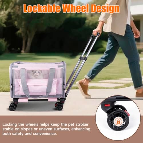 Pawinner Cat Carrier with Wheels(Can be Locked) Airline Approved, Max.20lbs — view 2