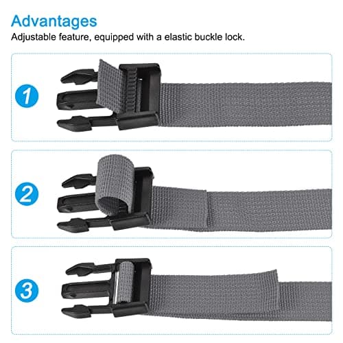 sourcing map Utility Strap with Buckle 1x40 Inch Polyester Quick Release Adjustable Belt for Travel Outdoor Bag Luggage Packing (Gray, Pack of 2) — view 4