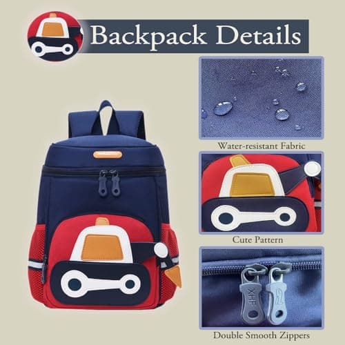 XNDZ Toddler Backpack for Nursery Kids Children Dinosaur with Chest Strap Kindergarten School Bag Outdoor Rucksack for 3-6 Years Boys Girls Navy Airplane — view 3