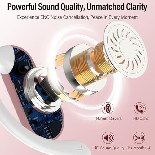 Wireless Earbuds, Bluetooth 5.4 Open Ear Headphones with Ear Hooks, 42H — view 2