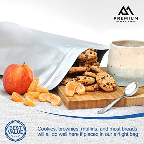 25 Mylar Bags 1 Gallon - Extra Thick 9.4 Mil - 10"x14" Airtight Vacuum Sealing Sealable Mylar Bags for Long Term Food Storage - Odor Free Heat Resistant - Light and Moisture Proof Fresh Saver Packs — view 5