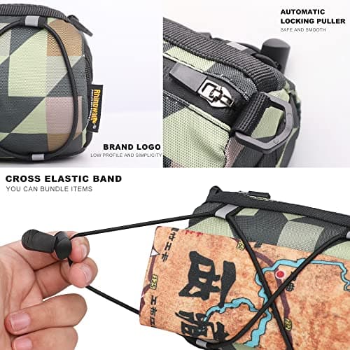 Rhinowalk Bike Handlebar Bag - Front Bag with Shoulder Strap for Road Mountain Bike Cycling Travel (Camouflage Green) — view 3
