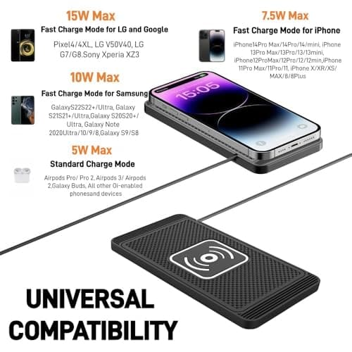 Wireless Car Charger for Ford Transit Custom EV 2023 2024 2025 2026,15W Fast Wireless Charging Pad,Non Slip Car Phone Charging Mat,Car Charger,for iPhone,Samsung,Google,Type C — view 4