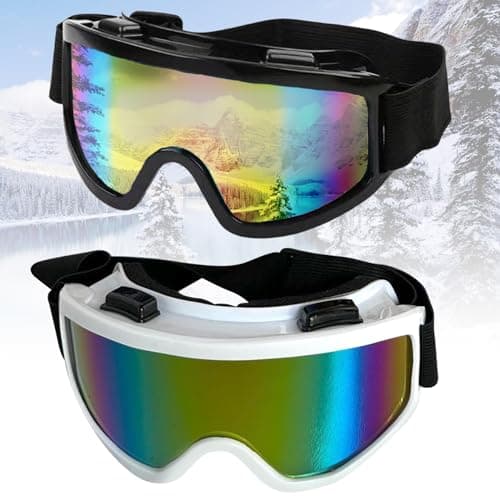 BDSHUNBF 2 Pcs Ski and Snowboard Goggles for Men and Women, Protection Anti-Dust, Anti-Fog, Windproof