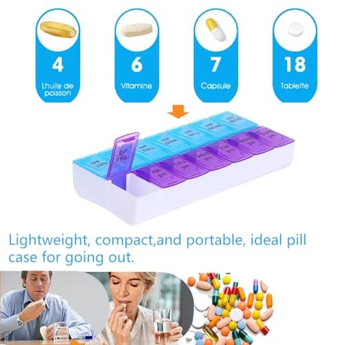 FENGZIZH Pill Boxes 7 Day 2 Times a Day Travel Pill Box Organizer — view 6