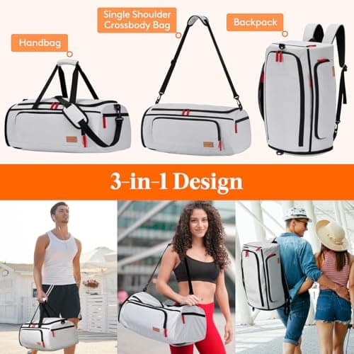 Lifewit Silver Grey Sports Duffle Gym Bag with Separate Shoe Compartment — view 3