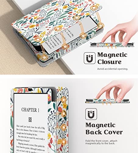 MoKo Case for 7"/6.8" Kindle Paperwhite(12th/11th Gen-2024/2021), Flowers — view 6