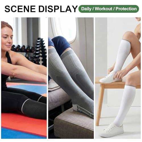 Rudfovn 3 Pairs Compression Socks for Women Men Flying, 20-30mmhg Knee High Travel Support Stockings, Ladies Flight Pressure Socks — view 2