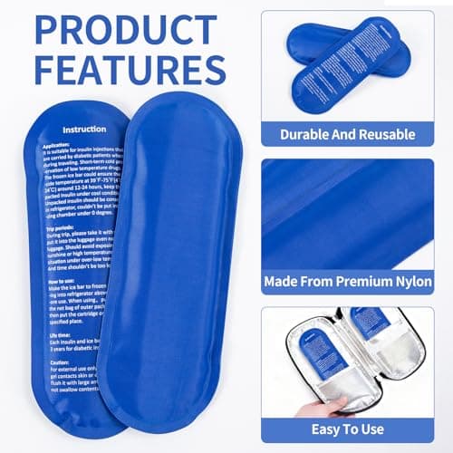 Nogsay Insulin Cooler Ice Pack,2Pcs Reusable Ice Packs Small Medicine Cool Bag for Diabetic Insulin Cooler Travel Case Box,Medical Cooling Gel Pack for Travel Medication Coolers — view 5