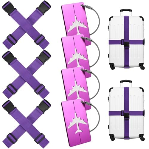 Luggage Straps, 8 Pcs Adjustable Suitcase Straps Belts,