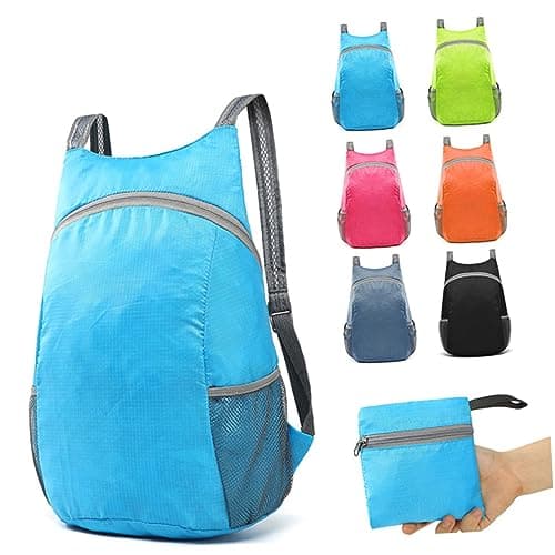 GOOHOCHY Waterproof Foldable Travel Backpack Blue Polyester Zipper — view 3