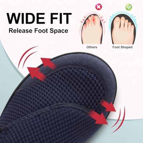 Mens Barefoot Shoes Wide Fit Walking Trainers Zero Drop Breathable Adjustable Sneakers UK Navy Size 10 Wide — view 4