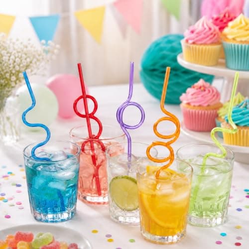MAR Reusable Silly Straws 5 Pack – Curly Crazy Straws for Kids & Parties — view 3