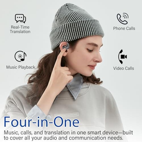 AI Language Translation Earbuds Real Time, 4-in-1 Bluetooth 5.4 Translator Earbuds, Supports 164 Languages & 7 Translation Modes with AI App, 50H Translator Device, Ideal for Travel/Business/Leaning — view 4