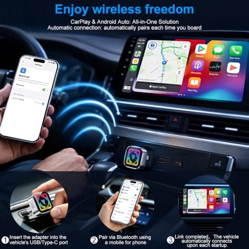 Wireless Carplay Adapter UK,2026 Upgraded for apple car play wireless adapter,Wired to Wireless CarPlay Dongle,Auto Reconnect,Mini Heat Dissipation,Fit Factory Wired CarPlay,Support iOS Android Auto — view 5