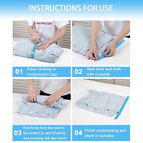 KEYRI 6 PCS Travel Roll Up Storage Bags - Vacuum Compression Bags for Suitcases, Bedding - No Pump Needed - 60 x 40 cm (6 Pieces) — view 5